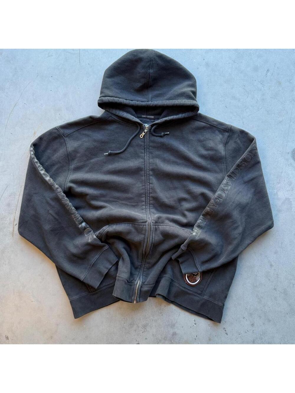 harley-davidson black zip-up hoodie